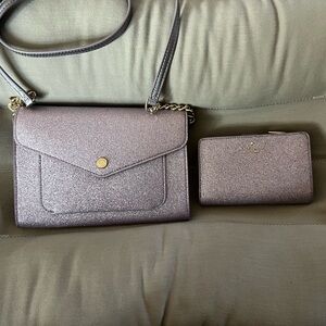 Kate Spade Gray Crossbody Bag with Shimmery Finish